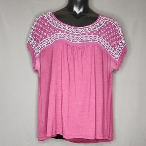 Tempted Hearts Short-Sleeve Flowy Boho Top - Women's Plus Size 3X